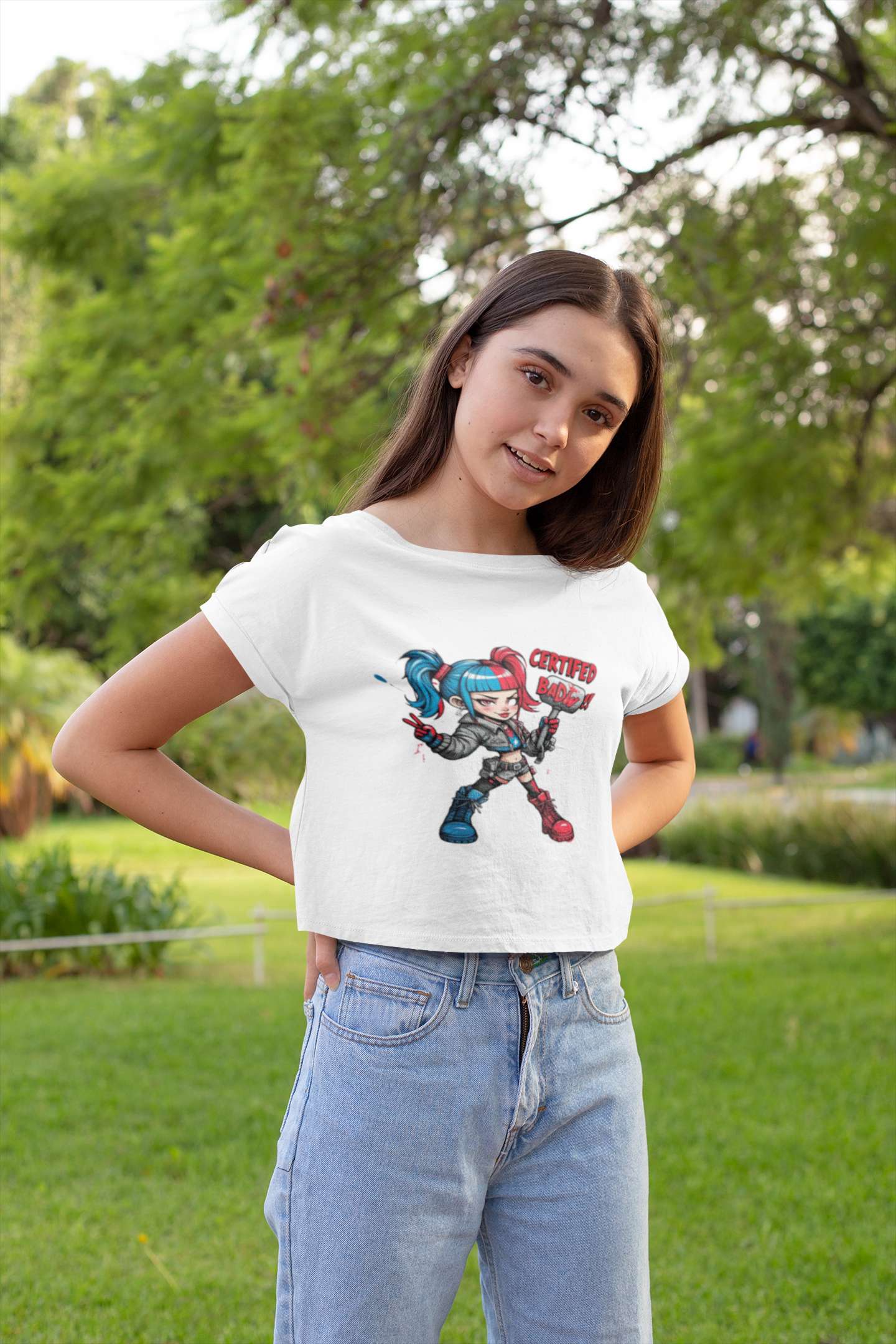 Crop Top with "Chibi Girl" Print