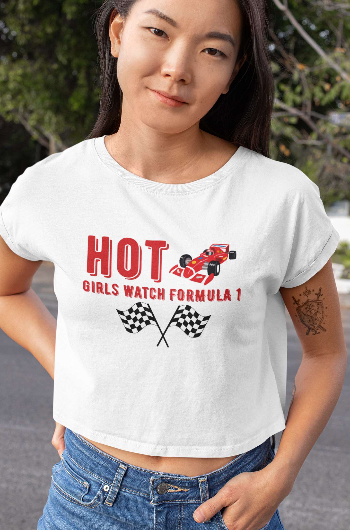 Crop Top with "Fast Cars, Fierce Girls" Print