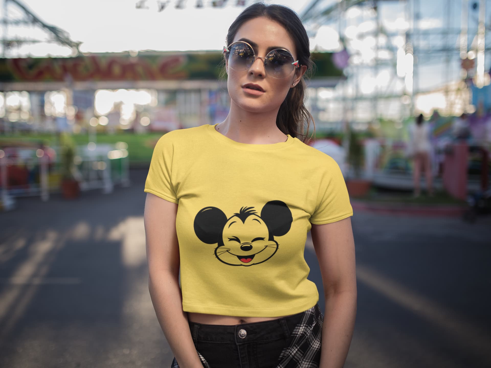 Crop Top with "Mickey_Mouse" Print